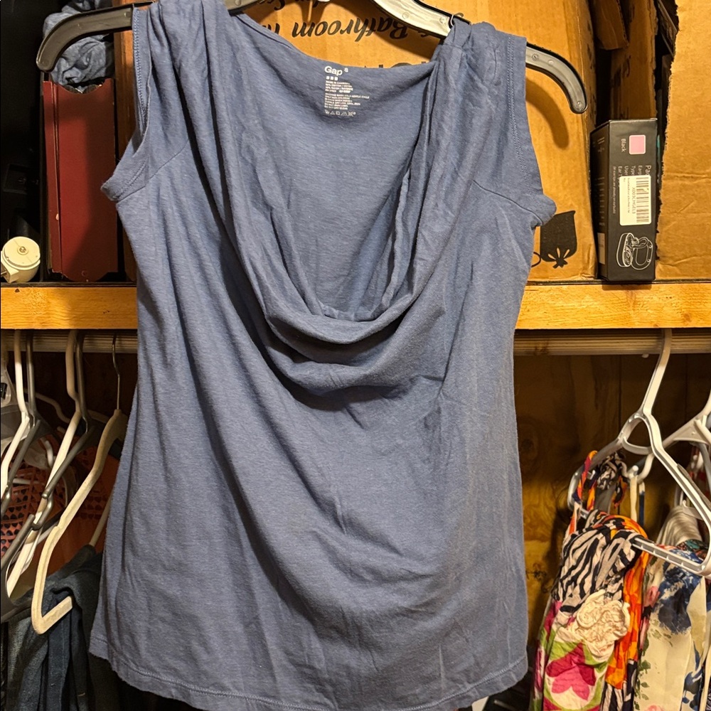 GAP Sleeveless Cowl Neck Top in Blue